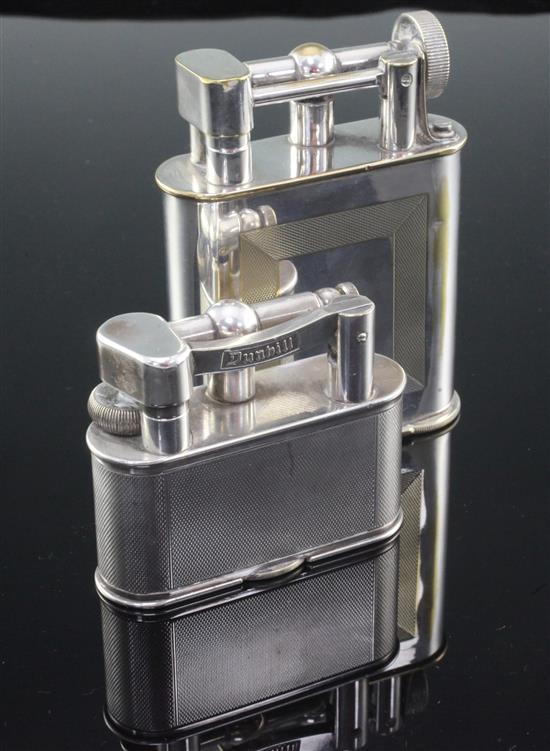 A Dunhill electroplated lift arm lighter & another lighter